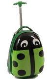 'Wheelie Kids' Luggage - Green Beetle