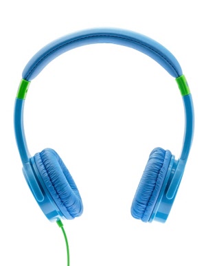 moki lil kids volume limited headphones - blue - front