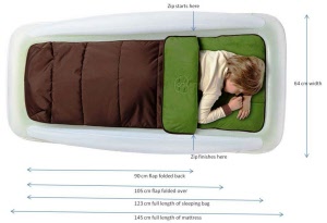 shrunks outdoor bed and sleeping bag - dimensions